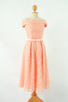 ชุดลูกไม้เปิดไหล่ - Off The Shoulder Lace Midi Dress