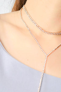 สร้อยคอเพชรโชคเกอร์ - Rhinestone Choker Necklace with Pendant