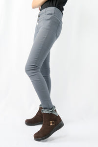 รองเท้าบูทหนังกำมะหยี่กันหนาวบุขน No.575 - Winter Faux Suede Button Warm Fur Lined Ankle Boots