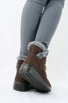 รองเท้าบูทหนังกำมะหยี่กันหนาวบุขน No.575 - Winter Faux Suede Button Warm Fur Lined Ankle Boots