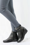 รองเท้าบูทหนังแต่งขน รุ่น 512 - Faux Fux Patent Leather Ankle Boots