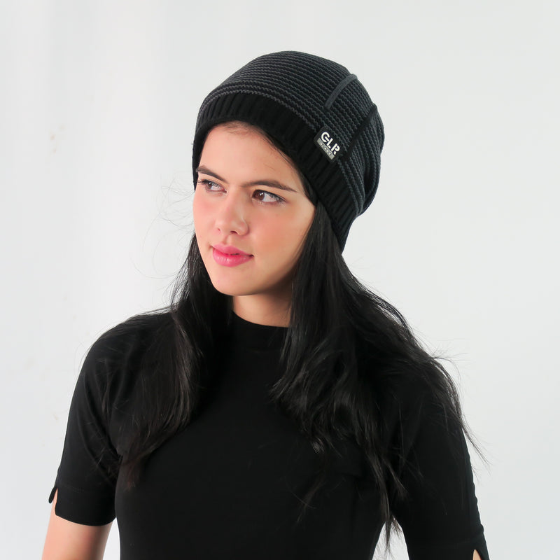 หมวกไหมพรมถักลายขวาง ด้านในบุสำหรับกันหนาว - Unisex Cable Knit Fleece Lining Knit Beanie Ski Hat