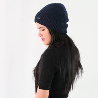 หมวกไหมพรมถักลาย พับขอบ สำหรับกันหนาว - Unisex Cable Knit Fleece Lining Knit Beanie Ski Hat