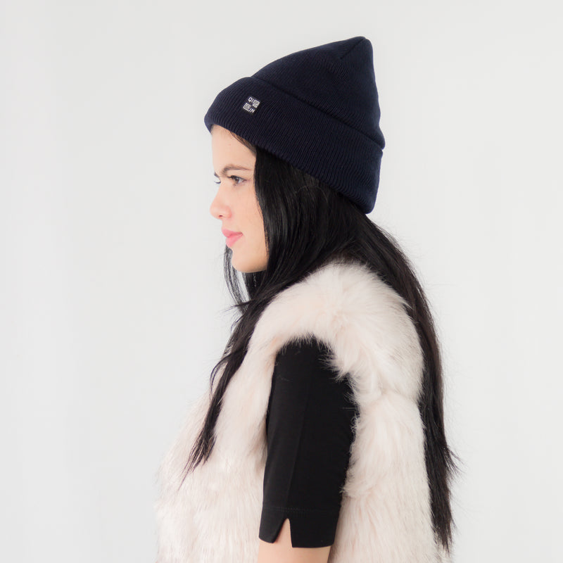หมวกไหมพรมถัก พับขอบ สำหรับกันหนาว No.91-190 - Unisex Cable Knit Fleece Lining Knit Beanie Ski Hat