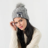 หมวกไหมพรมแต่งปอม บุขนหนาด้านใน NO.168- Winter Fleece Lining Beanie Hat with Pom