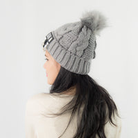 หมวกไหมพรมแต่งปอม บุขนหนาด้านใน NO.168- Winter Fleece Lining Beanie Hat with Pom