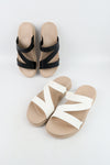 รองเท้าแตะ - Fashion Women Candy Color Leather Cross Summer Flat Platform Sandals