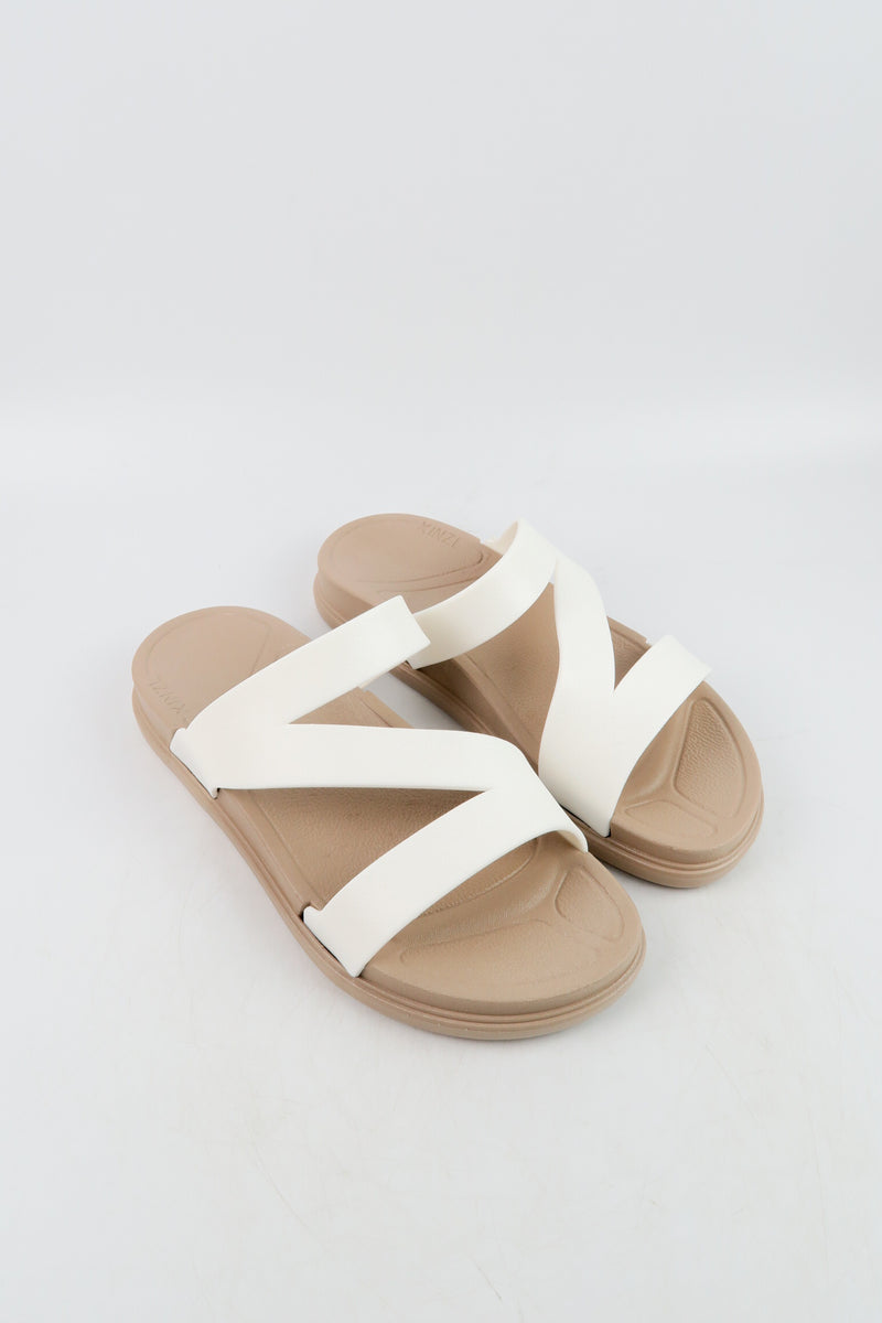 รองเท้าแตะ - Fashion Women Candy Color Leather Cross Summer Flat Platform Sandals