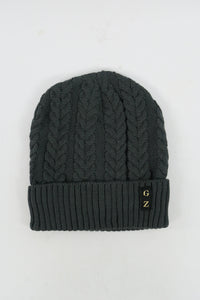 หมวกไหมพรมถักลายเปีย บุขนด้านใน H012- Unisex Cable Knit Fleece Lining Knit Beanie Ski Hat