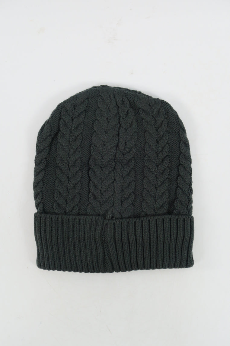 หมวกไหมพรมถักลายเปีย บุขนด้านใน H012- Unisex Cable Knit Fleece Lining Knit Beanie Ski Hat
