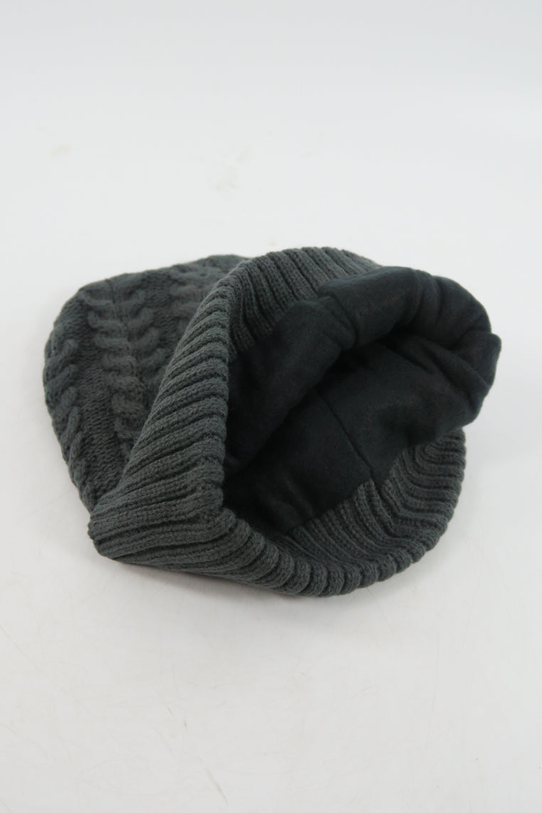 หมวกไหมพรมถักลายเปีย บุขนด้านใน H012- Unisex Cable Knit Fleece Lining Knit Beanie Ski Hat