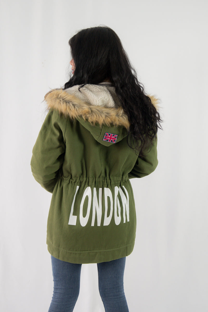 เสื้อโค้ทปาร์เกอะแต่งขนทรงเบสิค - London Faux Fur Lined Parkas Hooded Coats