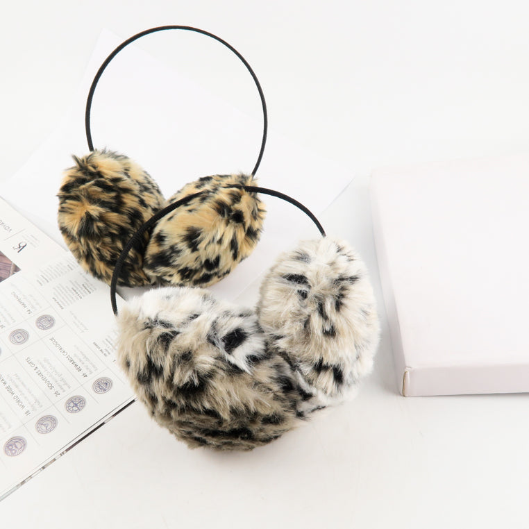 ที่ปิดหูกันหนาวลายเสือดาว - Leopard Printed Faux Fur Winter Earmuffs