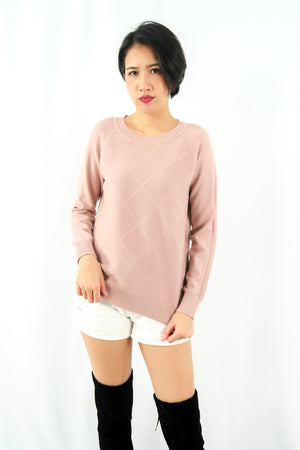เสื้อไหมพรม เสื้อสเวตเตอร์ เสื้อกันหนาวคอกลม แขนยาว - Women's Basic Round Neck Side Split Loose Long Sleeve Knit Sweater