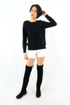 เสื้อไหมพรม เสื้อสเวตเตอร์ เสื้อกันหนาวคอกลม แขนยาว - Women's Basic Round Neck Side Split Loose Long Sleeve Knit Sweater