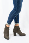 รองเท้าบูทแฟชั่นส้นสูงแต่งพู่ - Pointed Toe Mid Heel Ankle Booไปๅts