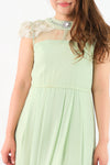 ชุดราตรียาว - Lace Cap Sleeve Evening Maxi Dress