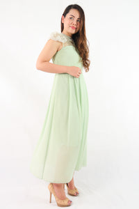ชุดราตรียาว - Lace Cap Sleeve Evening Maxi Dress