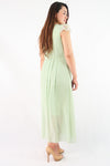 ชุดราตรียาว - Lace Cap Sleeve Evening Maxi Dress