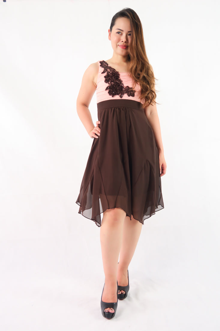 เดรสบ่าเดียว - Summer Elegant Single Shoulder Solid Color Evening Formal Dress