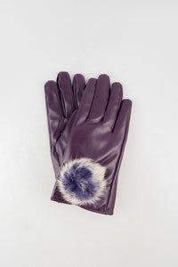 ถุงมือหนังกันหนาว ปอมเล็กดำขาว  - Genuine Leather Gloves