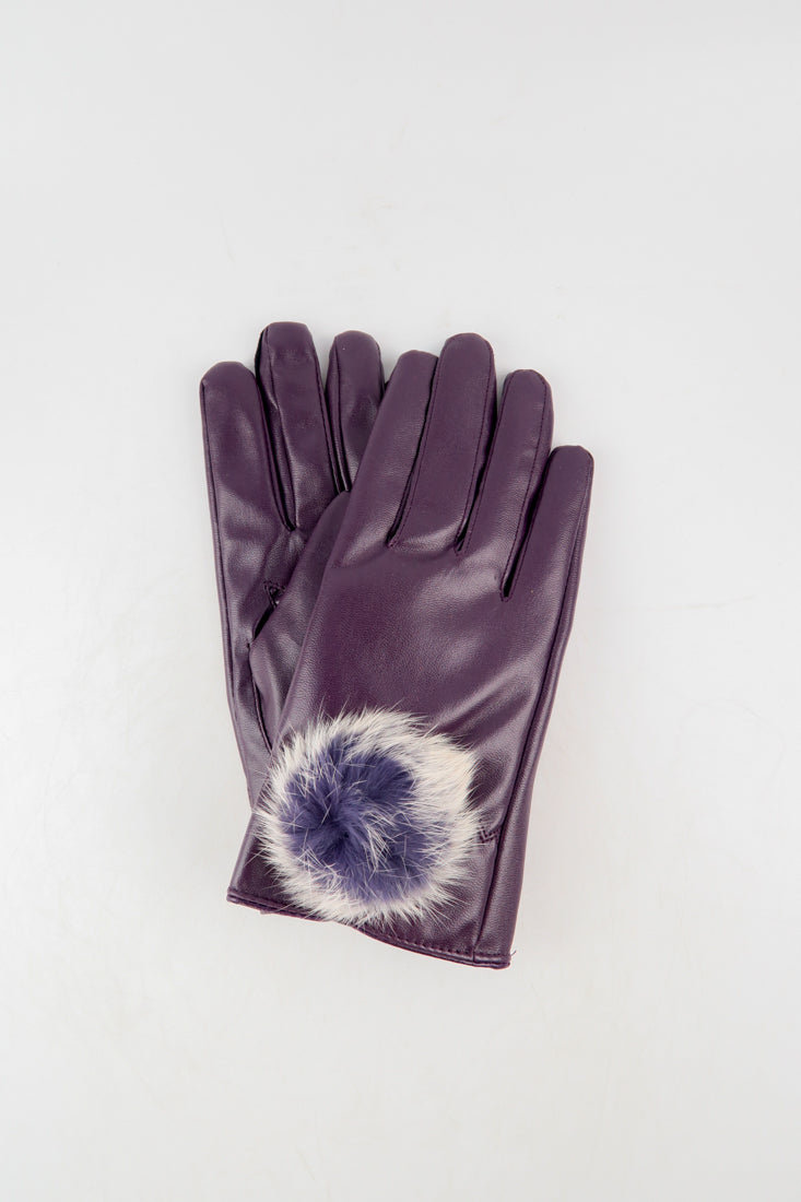 ถุงมือหนังกันหนาว ปอมเล็กดำขาว  - Genuine Leather Gloves