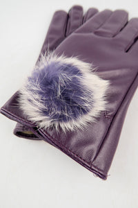 ถุงมือหนังกันหนาว ปอมเล็กดำขาว  - Genuine Leather Gloves