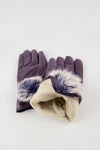 ถุงมือหนังกันหนาว ปอมเล็กดำขาว  - Genuine Leather Gloves