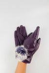 ถุงมือหนังกันหนาว ปอมเล็กดำขาว  - Genuine Leather Gloves