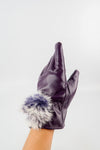 ถุงมือหนังกันหนาว ปอมเล็กดำขาว  - Genuine Leather Gloves
