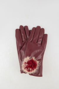 ถุงมือหนังกันหนาว ปอมเล็กดำขาว  - Genuine Leather Gloves