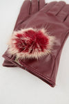ถุงมือหนังกันหนาว ปอมเล็กดำขาว  - Genuine Leather Gloves