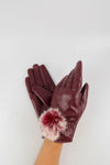 ถุงมือหนังกันหนาว ปอมเล็กดำขาว  - Genuine Leather Gloves