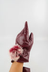 ถุงมือหนังกันหนาว ปอมเล็กดำขาว  - Genuine Leather Gloves