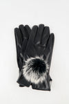 ถุงมือหนังกันหนาว ปอมเล็กดำขาว  - Genuine Leather Gloves