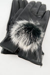 ถุงมือหนังกันหนาว ปอมเล็กดำขาว  - Genuine Leather Gloves