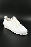 รองเท้าผ้าใบหนังแท้ สไตล์สปอร์ต - Minimalist Style Faux Leather Lace Up Canvas Shoes