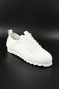 รองเท้าผ้าใบหนังแท้ สไตล์สปอร์ต - Minimalist Style Faux Leather Lace Up Canvas Shoes