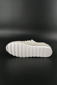 รองเท้าผ้าใบหนังแท้ สไตล์สปอร์ต - Minimalist Style Faux Leather Lace Up Canvas Shoes