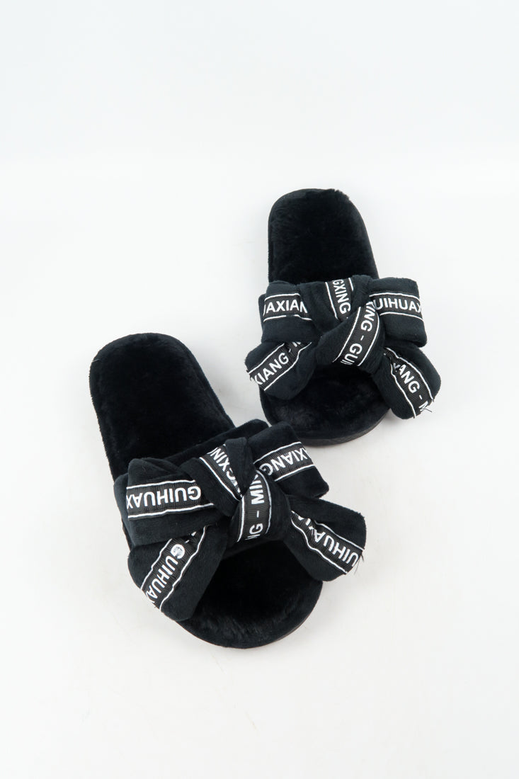 รองเท้าแตะขนเฟอร์ - Plush Faux Fur Rubber Sole House Slipper