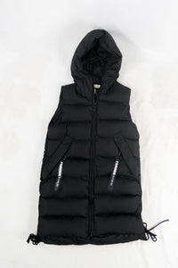 เสื้อโค้ทดาวน์แขนกุดมีฮูดสำหรับกันหนาว  - Sleeveless Long Zipper Hooded Waistcoat