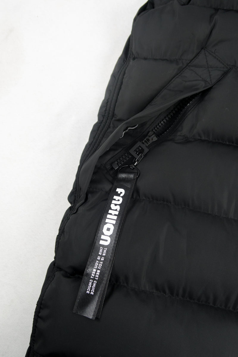 เสื้อโค้ทดาวน์แขนกุดมีฮูดสำหรับกันหนาว  - Sleeveless Long Zipper Hooded Waistcoat
