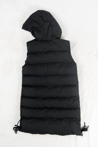 เสื้อโค้ทดาวน์แขนกุดมีฮูดสำหรับกันหนาว  - Sleeveless Long Zipper Hooded Waistcoat