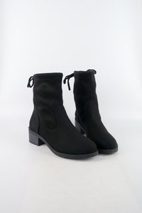 รองเท้าบูทกันหนาวทรงสูง กำมะหยี่ สีดำ  - Ladies Winter Knee High Suede Long Boots