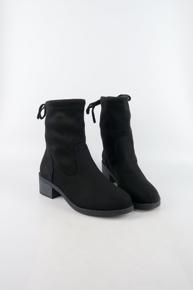 รองเท้าบูทกันหนาวทรงสูง กำมะหยี่ สีดำ  - Ladies Winter Knee High Suede Long Boots