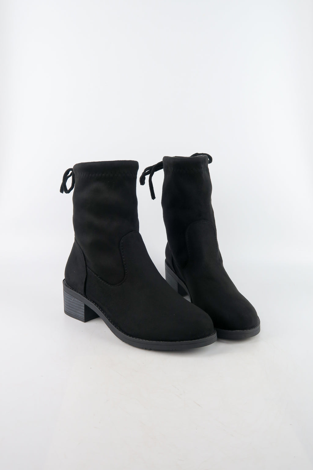 รองเท้าบูทกันหนาวทรงสูง กำมะหยี่ สีดำ  - Ladies Winter Knee High Suede Long Boots