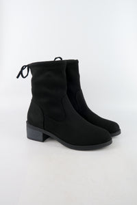 รองเท้าบูทกันหนาวทรงสูง กำมะหยี่ สีดำ  - Ladies Winter Knee High Suede Long Boots