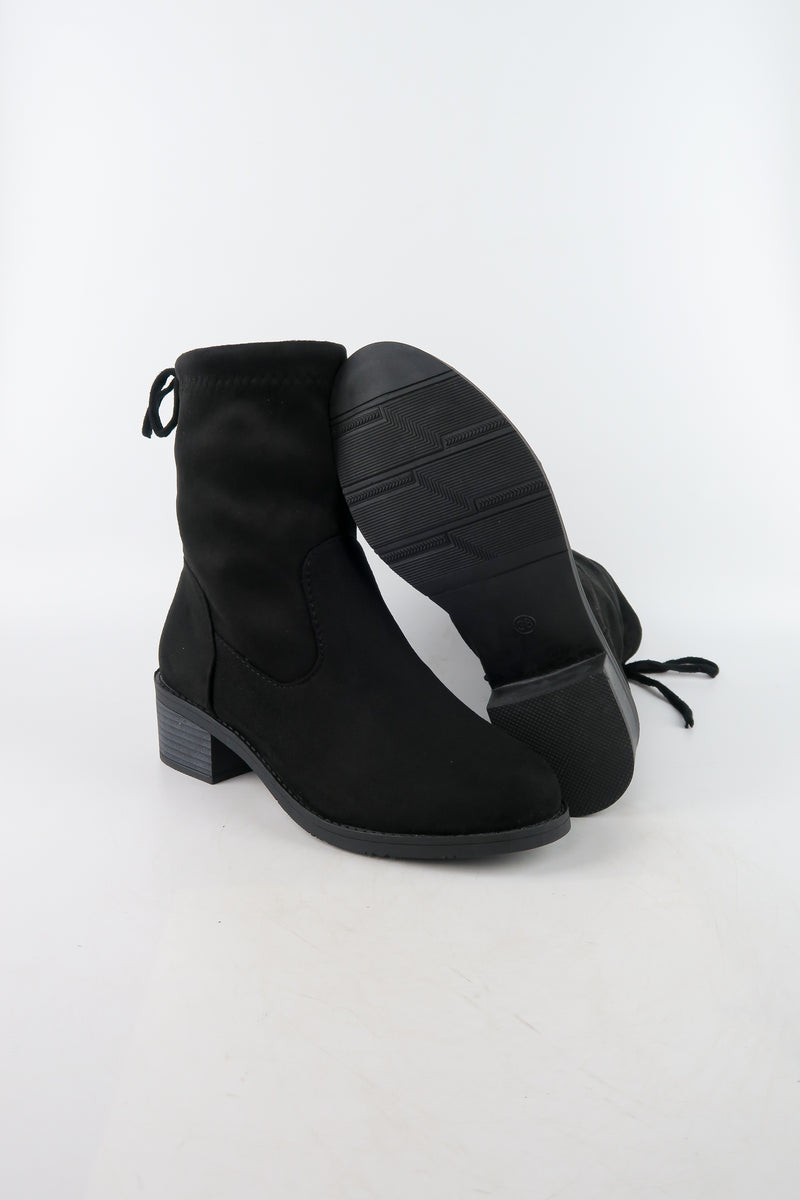 รองเท้าบูทกันหนาวทรงสูง กำมะหยี่ สีดำ  - Ladies Winter Knee High Suede Long Boots