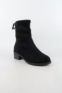 รองเท้าบูทกันหนาวทรงสูง กำมะหยี่ สีดำ  - Ladies Winter Knee High Suede Long Boots