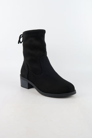 รองเท้าบูทกันหนาวทรงสูง กำมะหยี่ สีดำ  - Ladies Winter Knee High Suede Long Boots